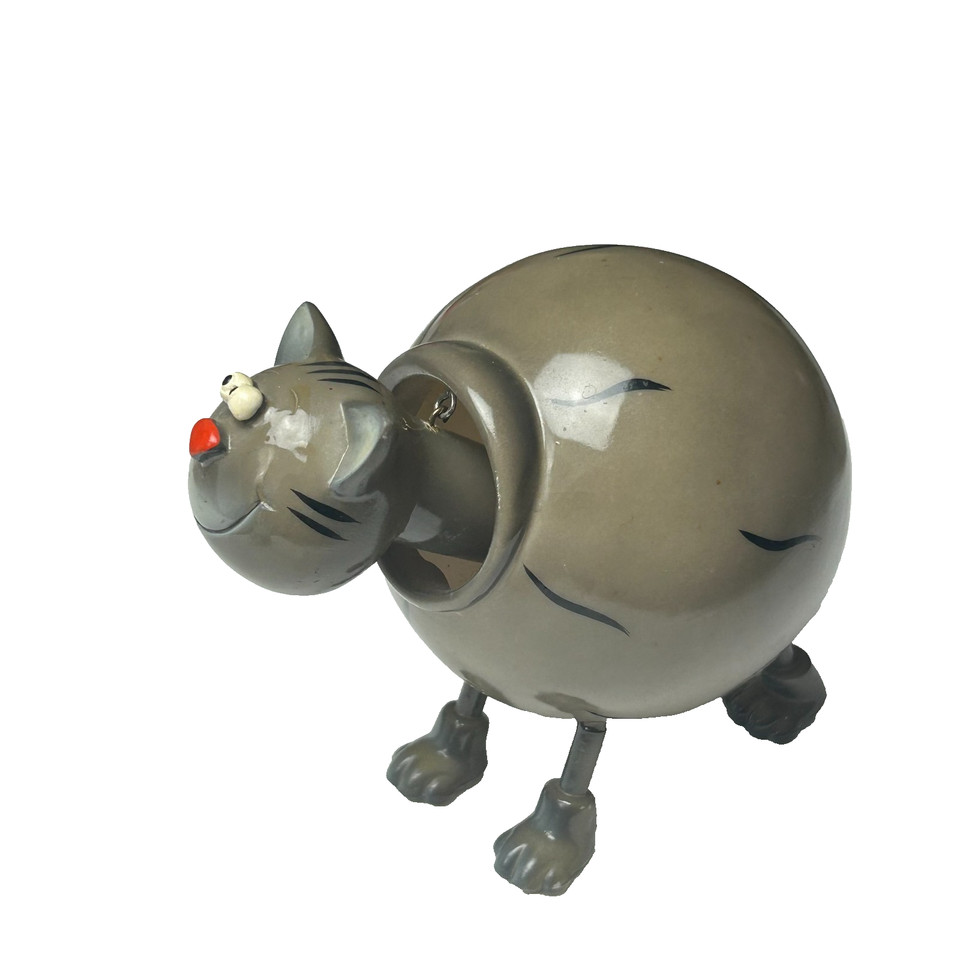 A vintage plastic cat with a pop-out head — the kind of bizarre, tactile little oddity that instantly becomes a desk mascot.