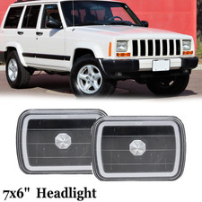 Pair For Jeep Cherokee Xj 1984-2001 5x7 7x6 Led Halo Headlights For Wrangler Yj