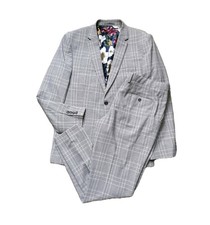 Men Next light grey check slim fit 2 piece  suit 44R/38R