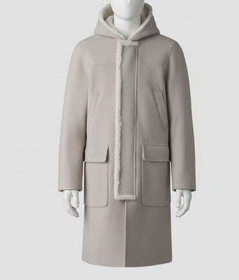 Mackage Men's Beige Abraham Heavy Double Face Wool Long Hooded Coat Size 40