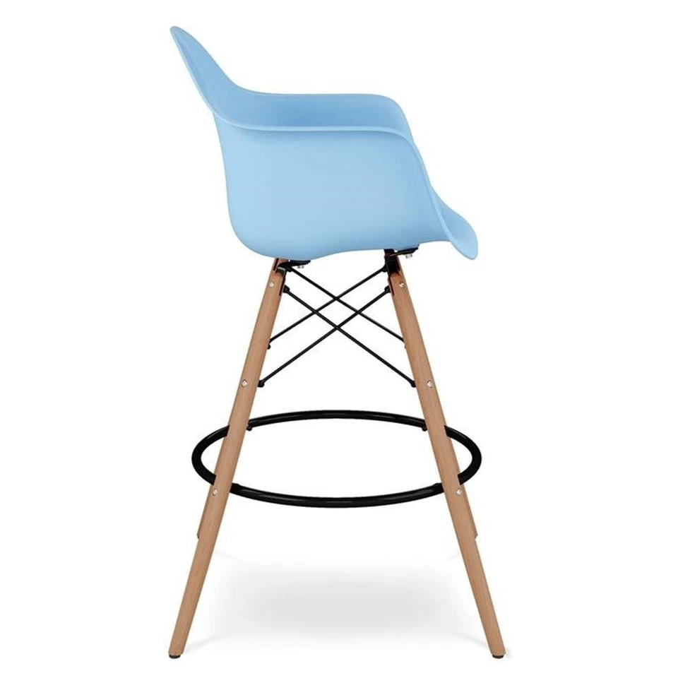 Aron Living Pyramid 28" Plastic Counter Stool with Arms in Blue - Image 3 of 4