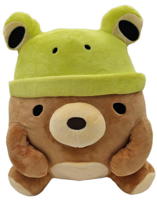 Frogma Bear Plush 12 inch Brown Soft Bear w sewn on Frog Hat 2024 New w Tags