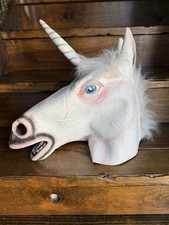 Unicorn Horse Head Mask Adult Cosplay Halloween Costume White Latex 2014