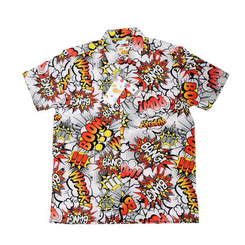 OH SNAP! Drill Clothing Comic BOOM POW BANG Button Up Shirt Mens Size XL