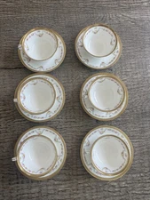 Set Of 6 Antique Royal Chelsea English Fine Bone China Cup & Saucer  