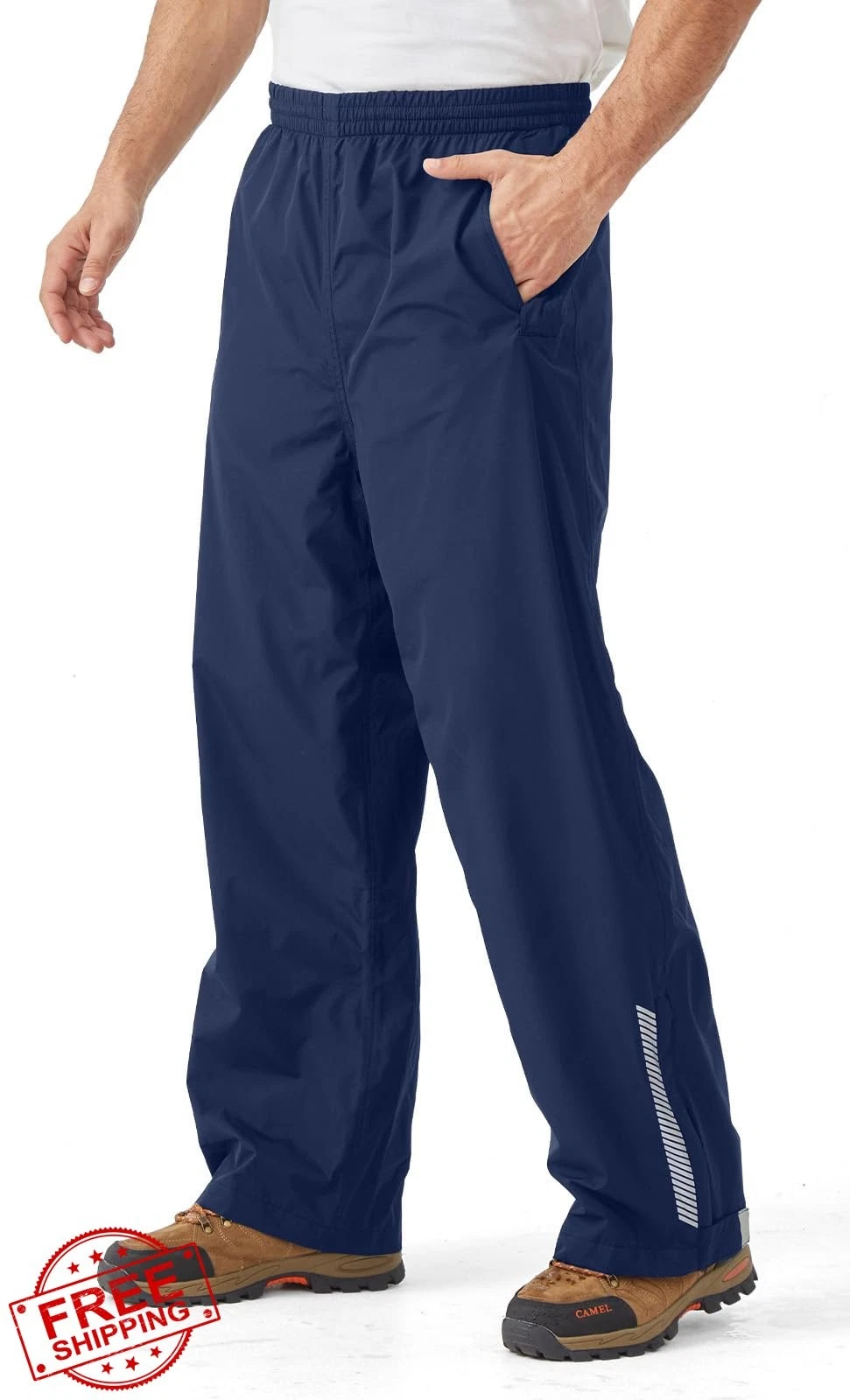 EIGIOO Men's Waterproof Rain Pants Navy XX-Large