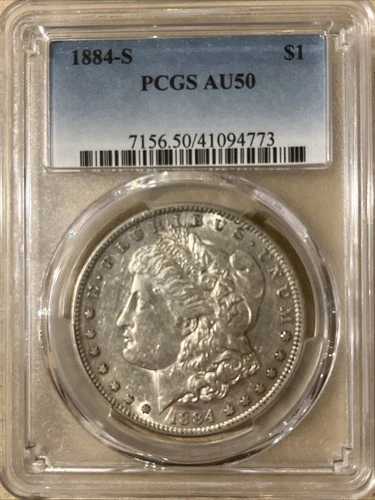1884-S Morgan Silver $ PCGS AU-50 Beautiful Coin