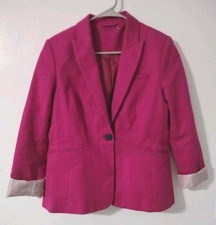 Mango MNG Suit Magenta Pink Structured Suit Tapered Blazer Women  s Size 10