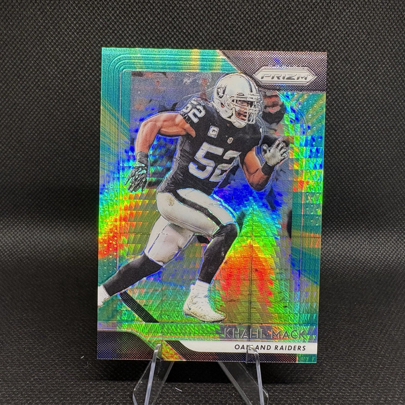 2018 Panini Prizm Khalil Mack Green & Yellow Hyper Prizm /275 #47 Raiders