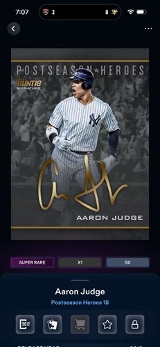 [DIGITAL CARD] TOPPS BUNT 2018 AARON JUDGE Super Rare Postseason Heroes 50cc