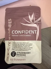 Beauty Society Confident Vibrant Skin Gummies Strawberry Banana Flavor, 60 Count