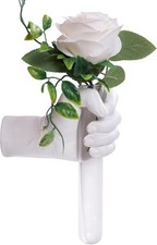 Wall Mounted Hands Vase - White Hand Sculpture, Hanging Wall Vase