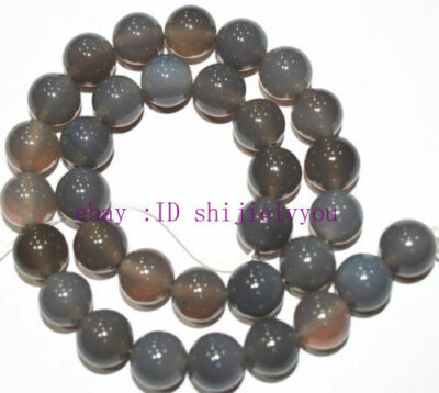 Natural smooth 6 mm gray agate round jewel loose beads /" AAA