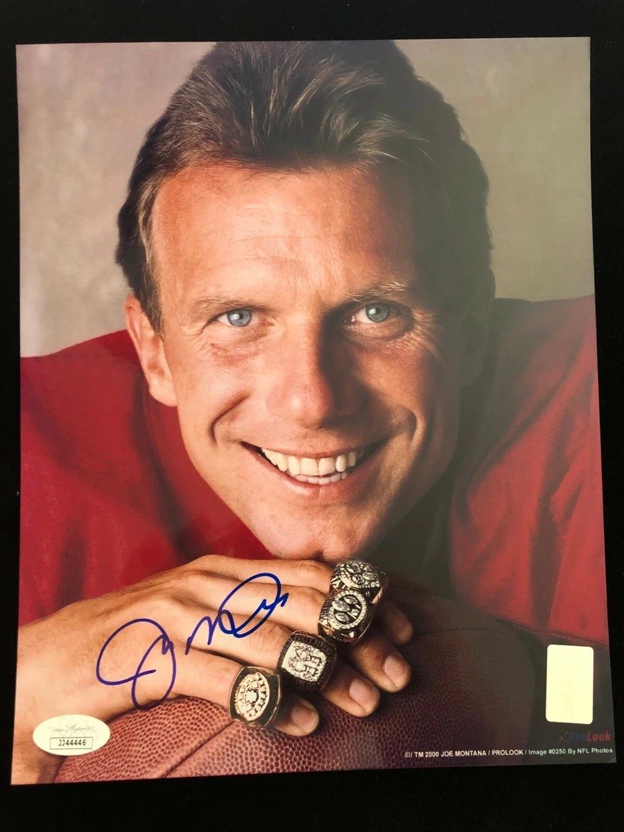 Joe Montana Super Bowl Rings Photograph San Francisco 49ers 8x10 JSA Authentic