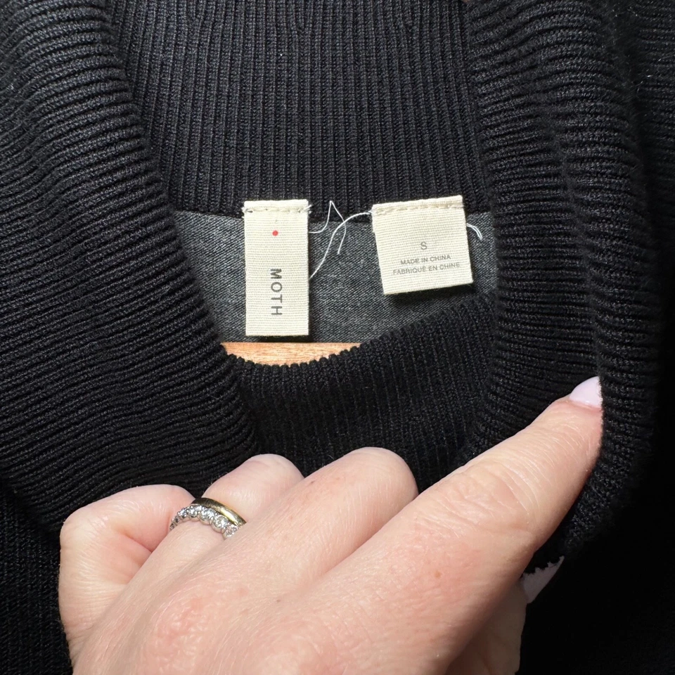 Moth Anthropologie Dress Women's SM Black Grey Sweater Multi Layer Lagenlook - Image 4 of 4