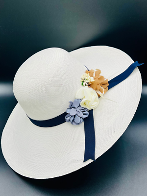Terra White Panama Hat/Handwoven Hat made with Toquilla  display picture 1