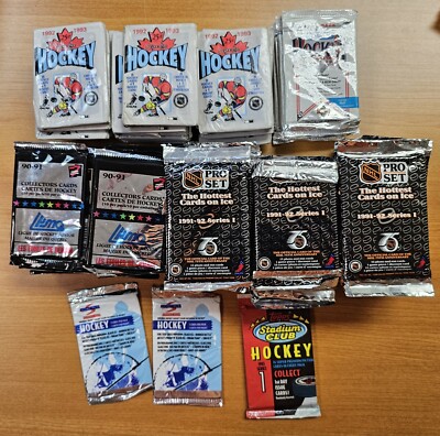 89 Unopened Hockey Wax Packs 91-95 OPC, UD, PRO SET
