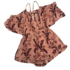 Topshop Romper Shorts Size 4-6/S Floral Ruffled Off the Shoulder Playsuit NEW