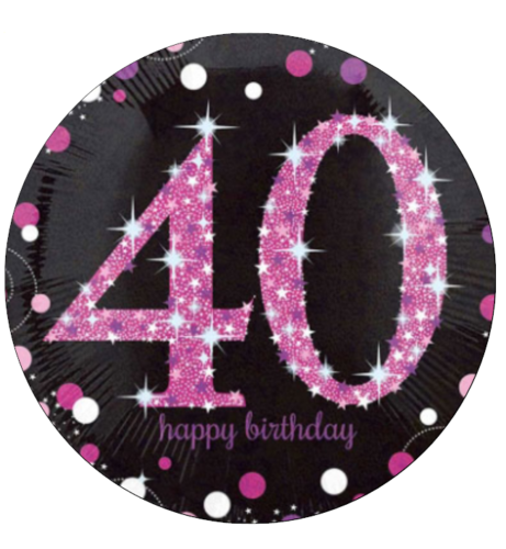 30x 40. Geburtstag schwarz rosa Cupcake Topper essbar Waffelpapier Fee Topper - Bild 1 von 2