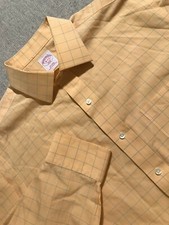Brooks Brothers Men's Shirt 16-2/3 Yellow Check Long Sleeve 346 Non Iron 2481