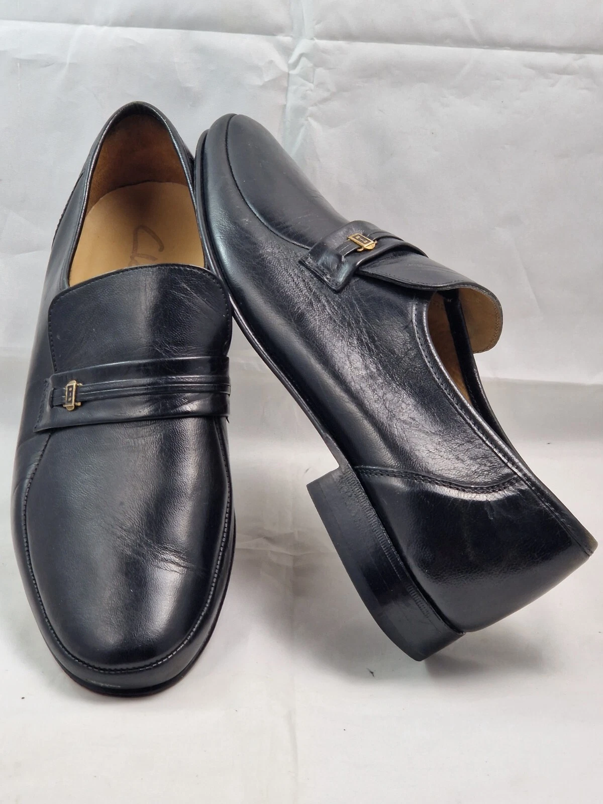 Mocassino Clarks tomaia in pelle fodera e suola nero scarpe formali da uomo slip on UK 10 5