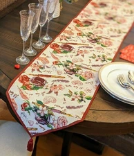 DaDa Bedding Sweet Love Notes Vintage Rose Floral Romantic Tapestry Table Runner