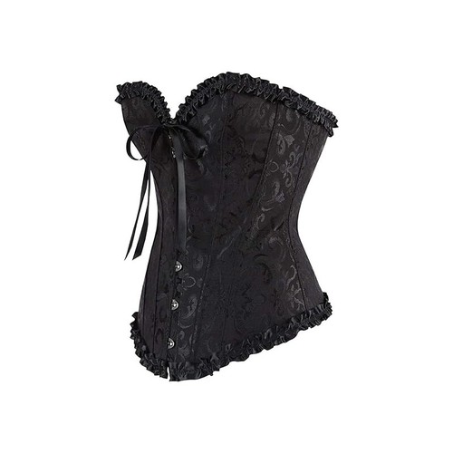 Women Sexy Lace Up Floral Boned Overbust Corset Bustier Lingerie Bodyshaper Tops - Picture 8 of 15