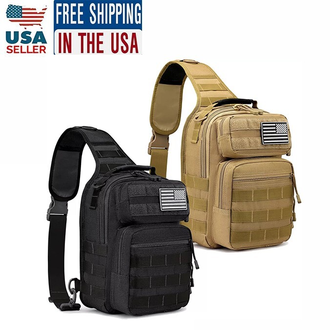 Tactical Sling Bag Backpack Military Shoulder Sling Pack Molle EDC Crossbody Bag