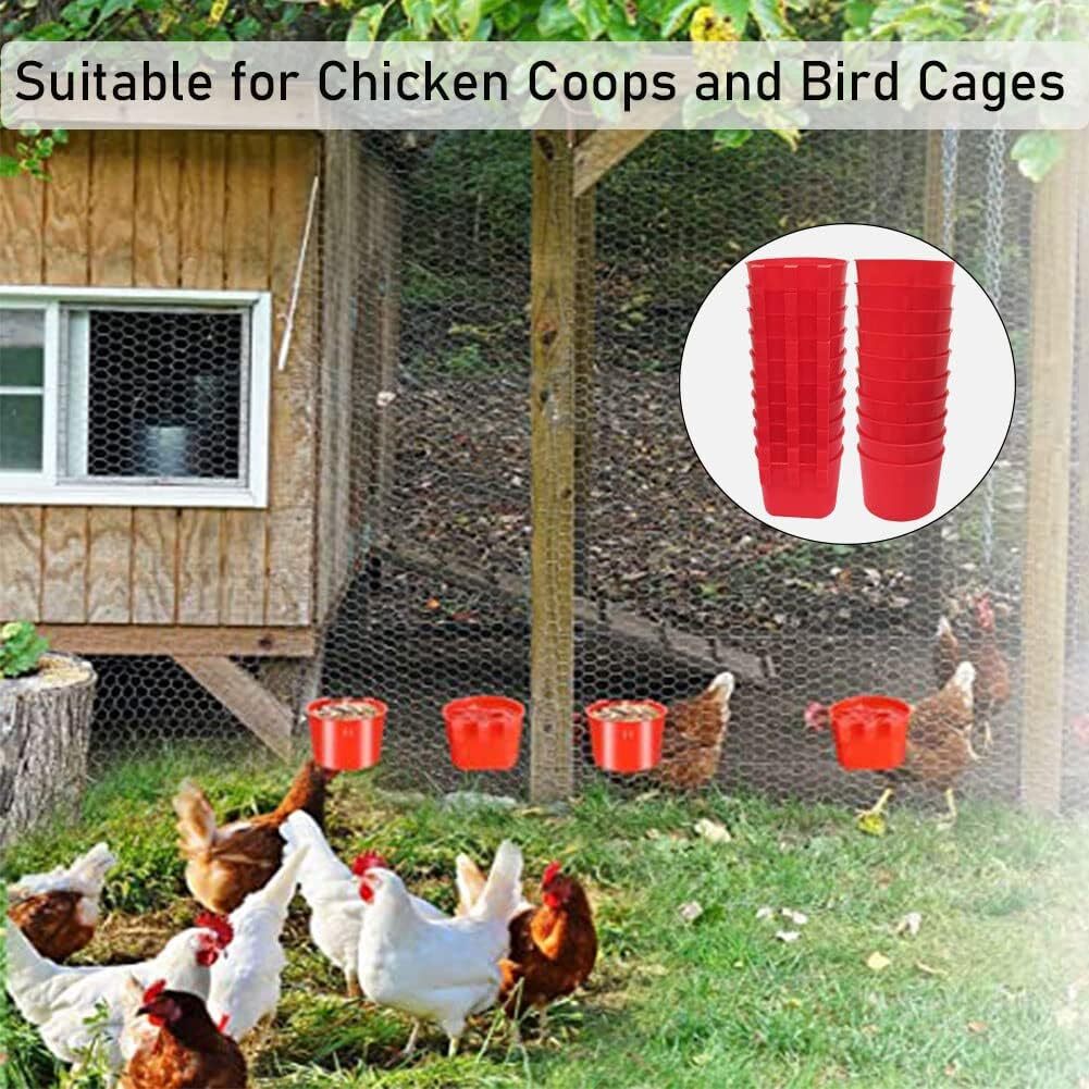 20× Chicken Poultry Hanging Water Feed Cage Cups Rabbit Bird Feeder Bowls Red US
