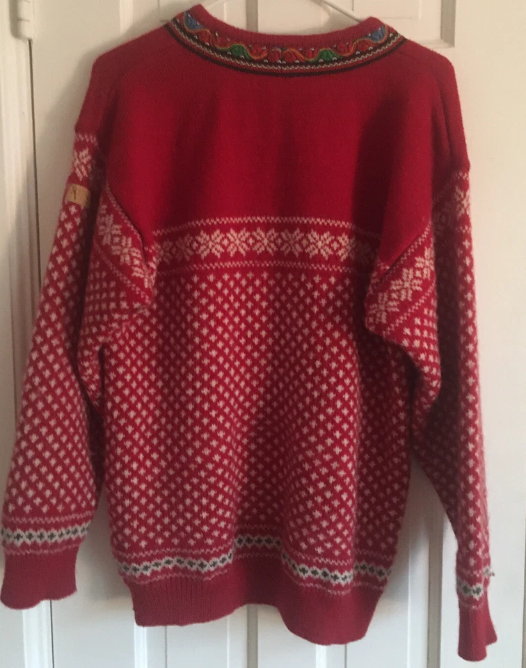 Suéter KIINA SWEDEN Rojo Lana Vintage S Fit M L Unisex Fair Isle Peltre Nórdico Foto 4 de 4