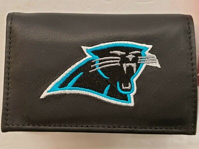 NFL Carolina Panthers Tri-Fold Leather Wallet, New (Embroidered Logo)