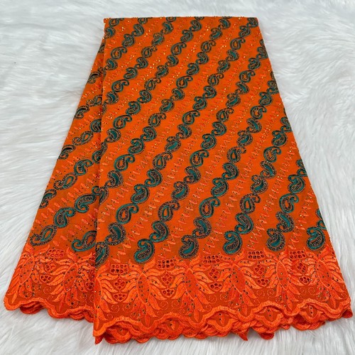 YQOINFKS Cotton Fabric African Embroidery Swiss Voile Lace Wedding Textile 5Yard - Picture 8 of 20