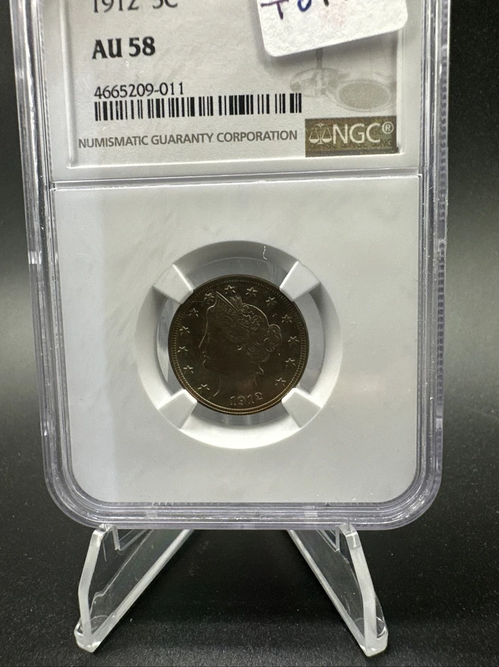1912 5c Liberty V Nickel - NGC AU58 - Beautiful Pastel Toning - - Image 2 of 4