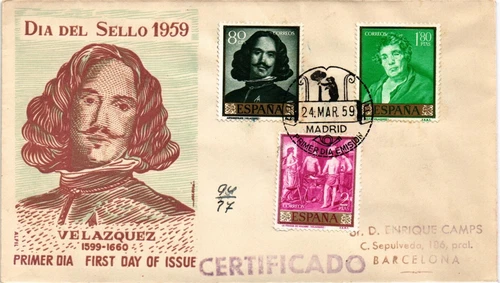 Spain 1959 Velazquez 3 registered FDC Paintings (432)