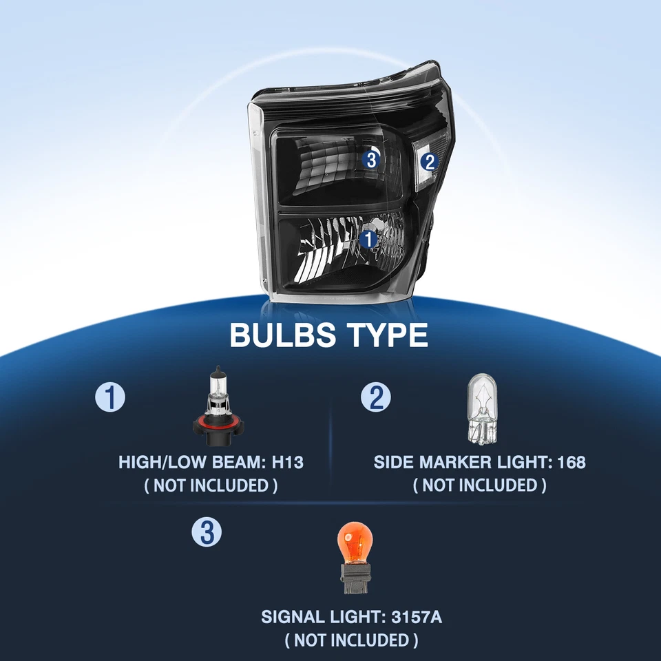 Faros esquineros transparentes carcasa negra para Ford F250-F550 Super Duty 2011-16 Foto 4 de 4