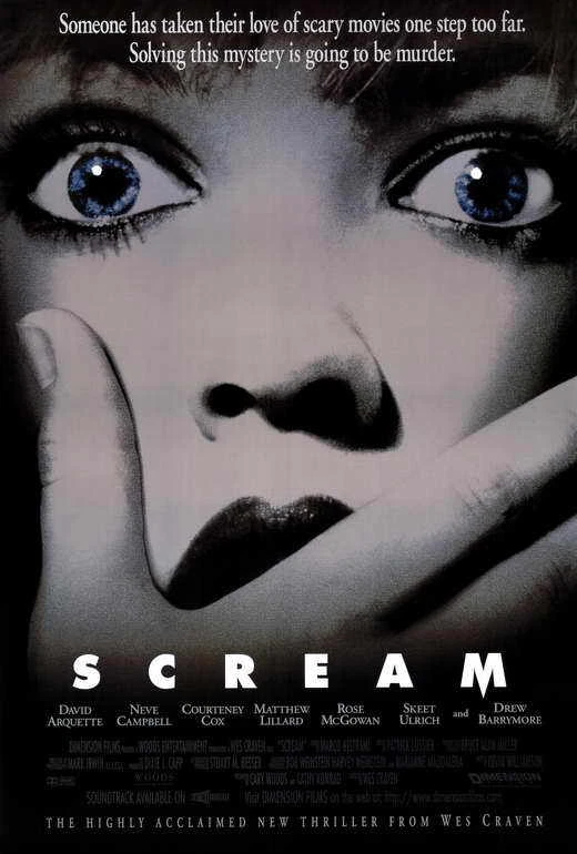 SCREAM Movie POSTER B 27x40 Drew Barrymore Neve Campbell Courteney Cox Arquette
