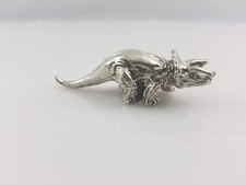 Triceratops Dinosaur Figurine Pewter Metal 2.25" Long - Made in USA, read desc