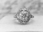 3Ct Vintage Art Deco Style Lab Created Diamond Engagement 14K White Gold FN Ring