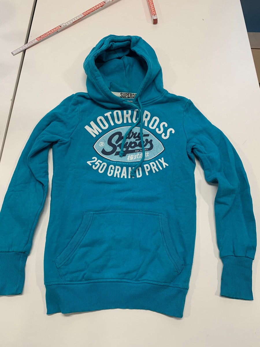 SUPERDRY Damen Hoodie mit Kapuze blau Türkis XS Kapuzenpulli