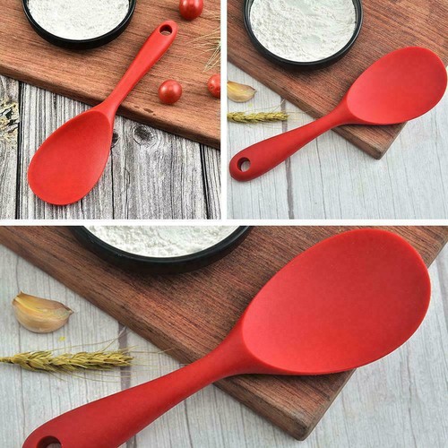 Rice Spoon Silicone Heat Resistant Non-stick Rice Spoon Black/Red Cooking P6W8 - Picture 7 of 12