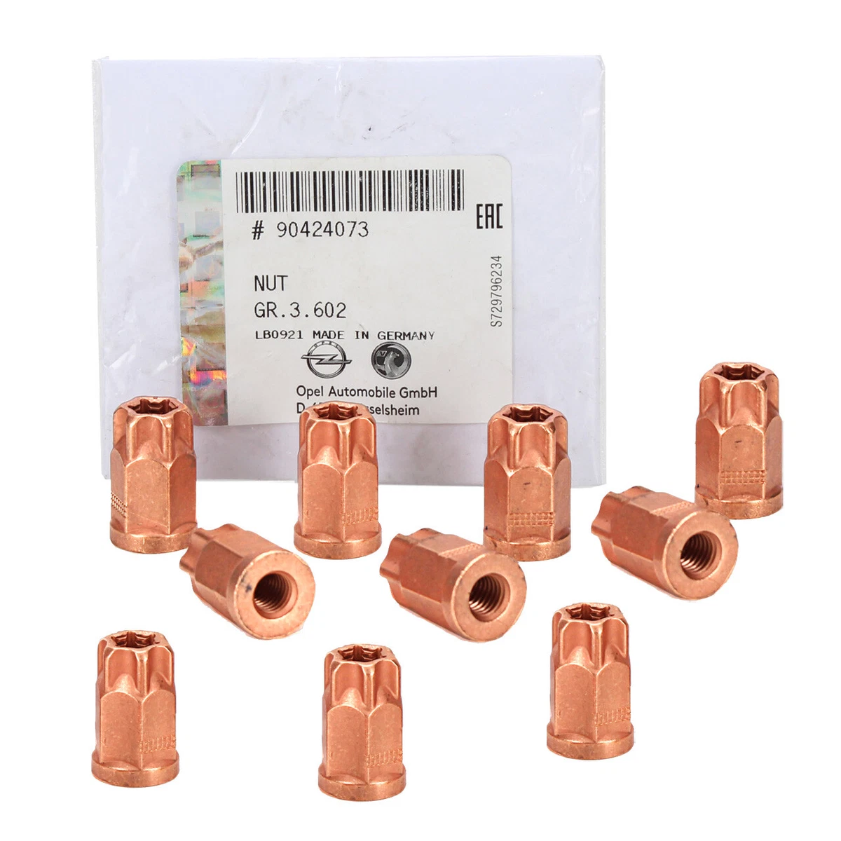 10x ORIGINAL Opel Mutter Kupfermutter M8x1,25mm 1.6/2.0 OPC  