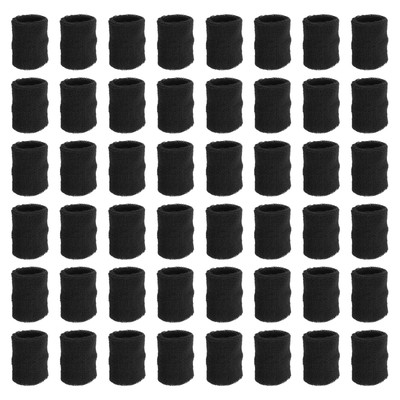 48 Pack Sports Wristbands Athletic Absorbent Wrist Sweatband Black