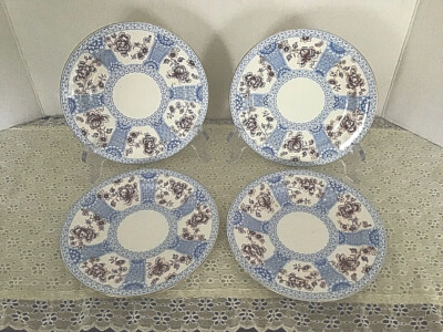 1877-1890 Antique DERBY Signed Chadsworth Porcelain Plates English Set of 4