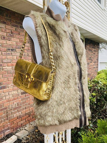 michael kors gold leather purse