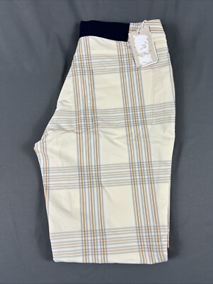 Peter Millar Womens Golf Pants 6 Ivory Beige Plaid Nylon Polyester MSRP $149