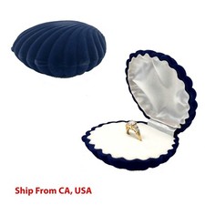 Ring Box wedding proposal box Sea Shell Ring jewelry Box Ring Holder Blue