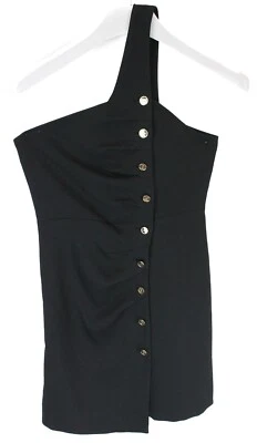 Sandro Melinda Kleid Damen (EU) 36 Einschultrig Asymmetrisch Schwarz Geknöpft - Bild 1 von 4