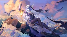 Landscape arknights looking away whisperain sea sideways Custom Gaming Mat Desk