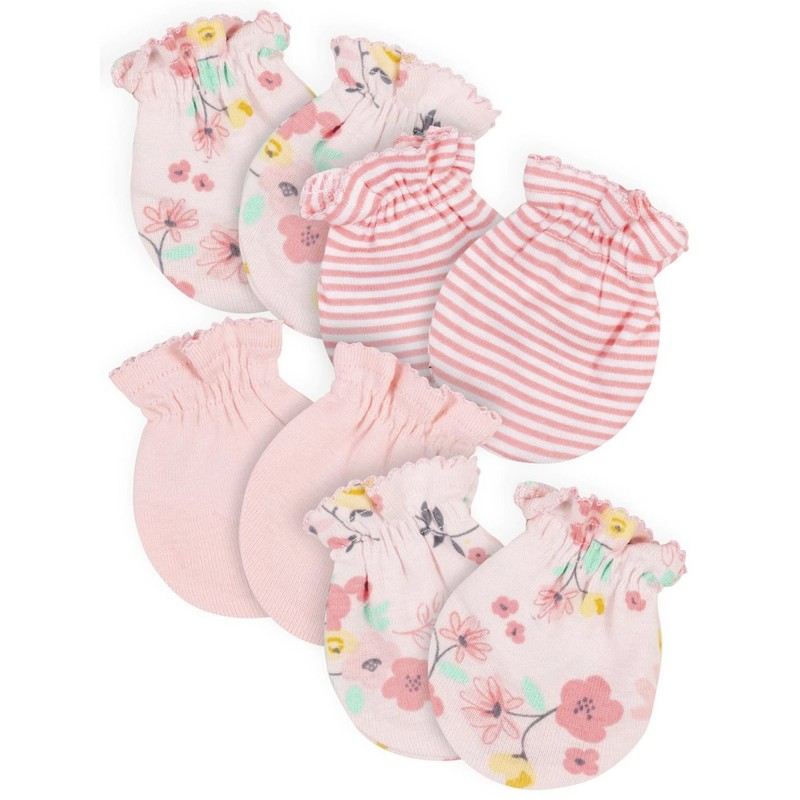 GERBER Baby Girl's size 0-3 Mos NO-SCRATCH MITTENS 4-Pair ~ New with Tags