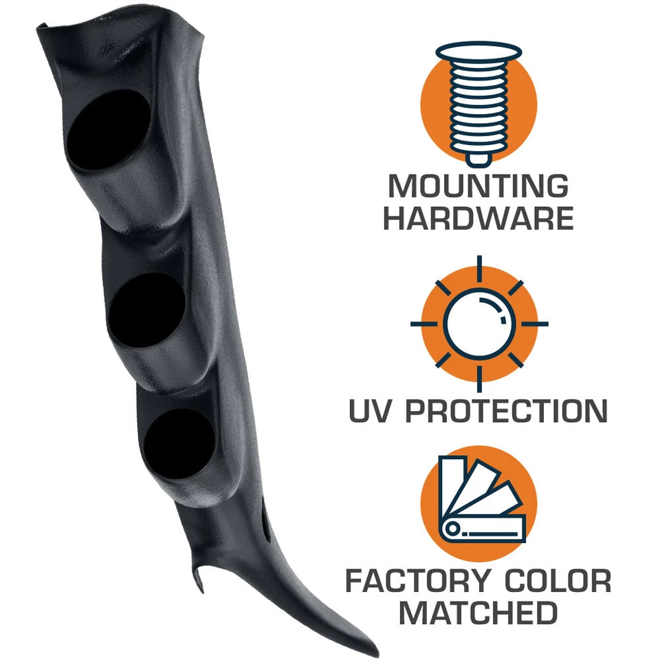 GlowShift grafito triple calibre pilar pod con orificio de altavoz para 00-06 GMC Sierra Foto 3 de 3